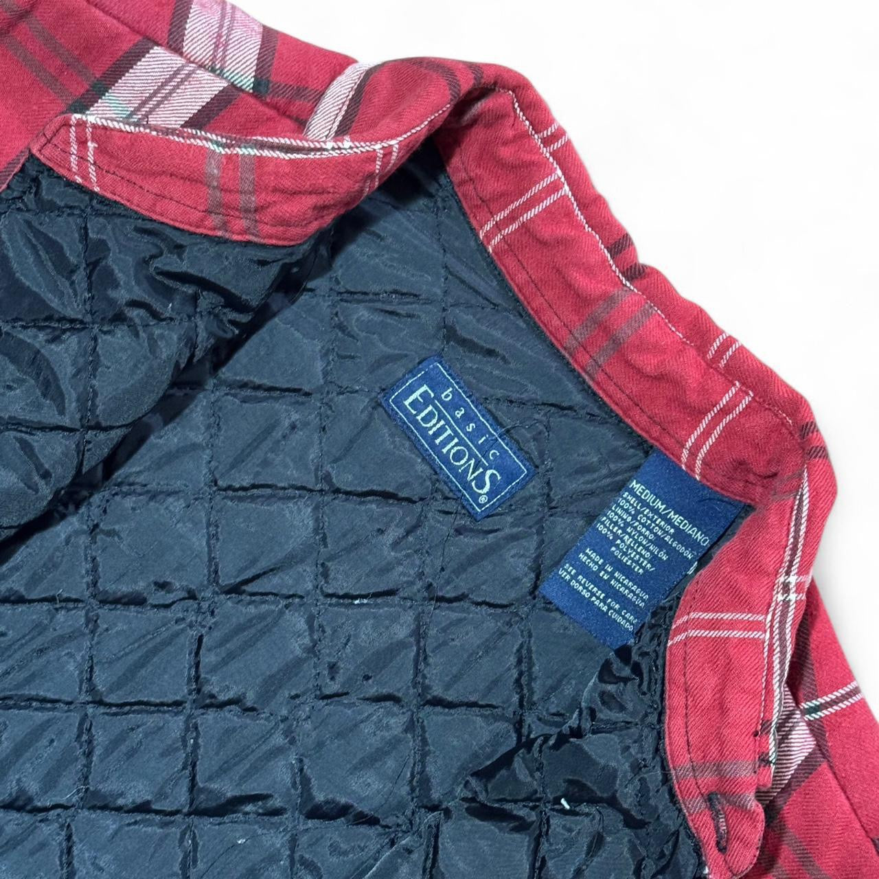 Y2K Quilted Inline Red Flannel Workwear Outdoors Button Up Jacket