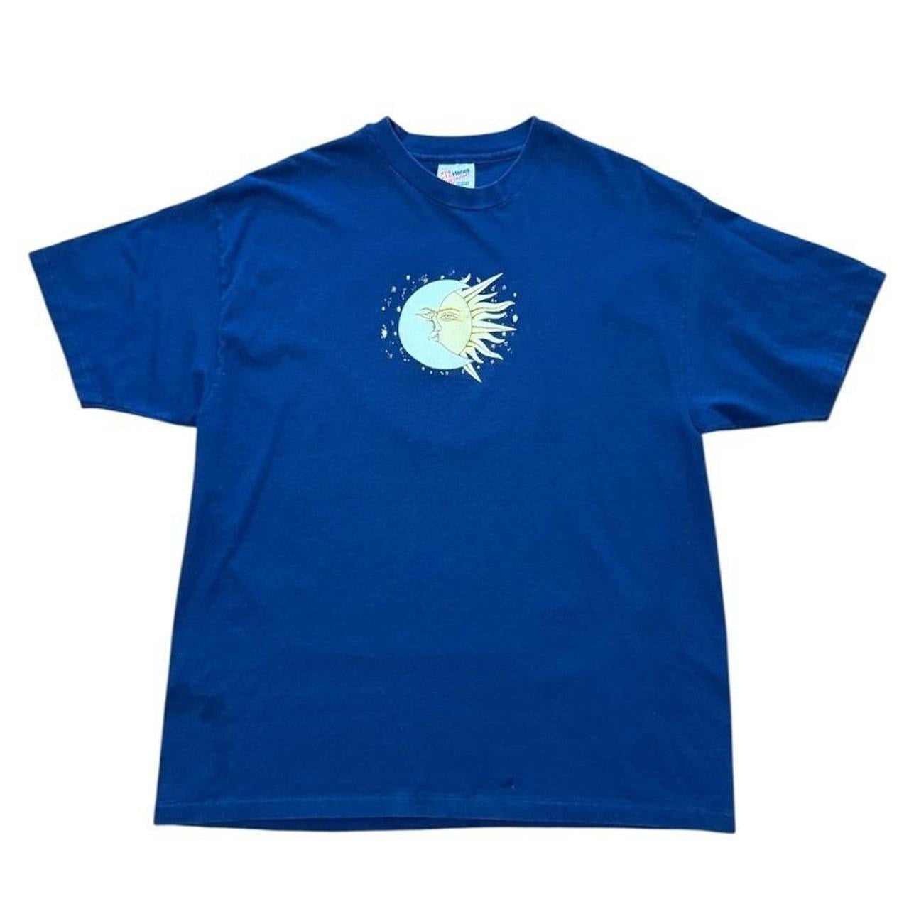 90s Sun Moon Stars Celestial Sky Ying Yang Art Graphic T-shirt