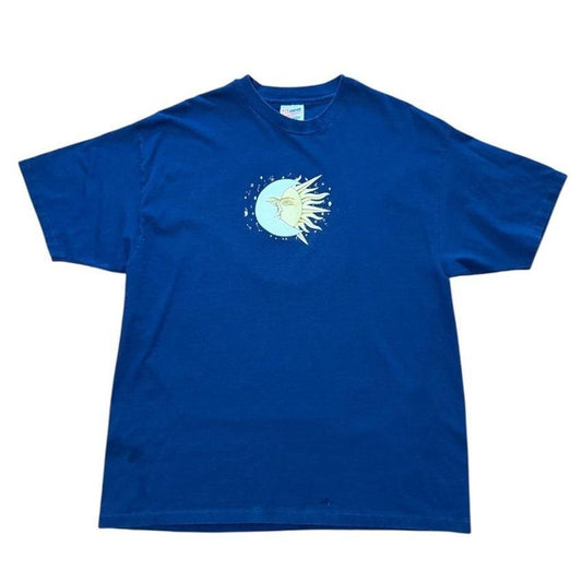 90s Sun Moon Stars Celestial Sky Ying Yang Art Graphic T-shirt