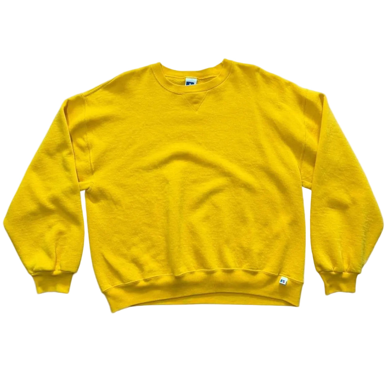 Vintage 90s Mustard Yellow Russell Athletic Pullover Crewneck Sweater