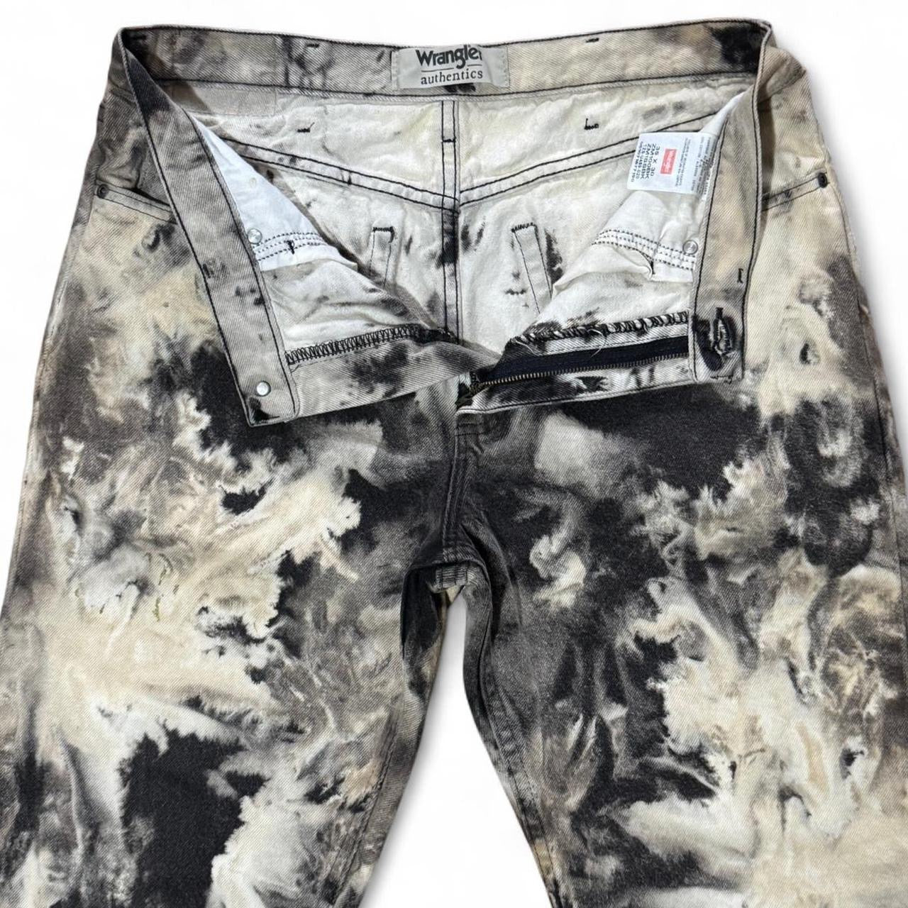 Bleach TieDye Black & White Wrangler Straight Leg Denim Jeans