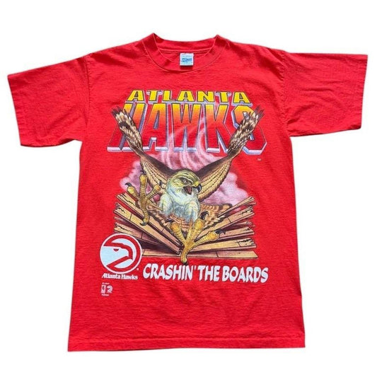 90s Atlanta Hawks Crashin The Board NBA Basketball Sport Graphic T-shirt