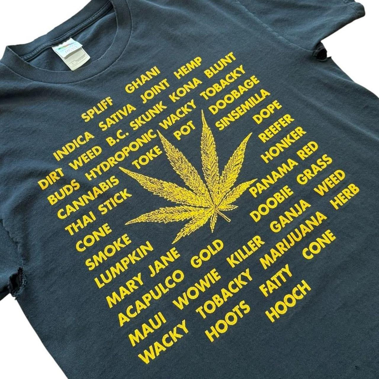 90s Distressed Weed Marijuana Stoner Kush Herbal Slang Graphic T-Shirt