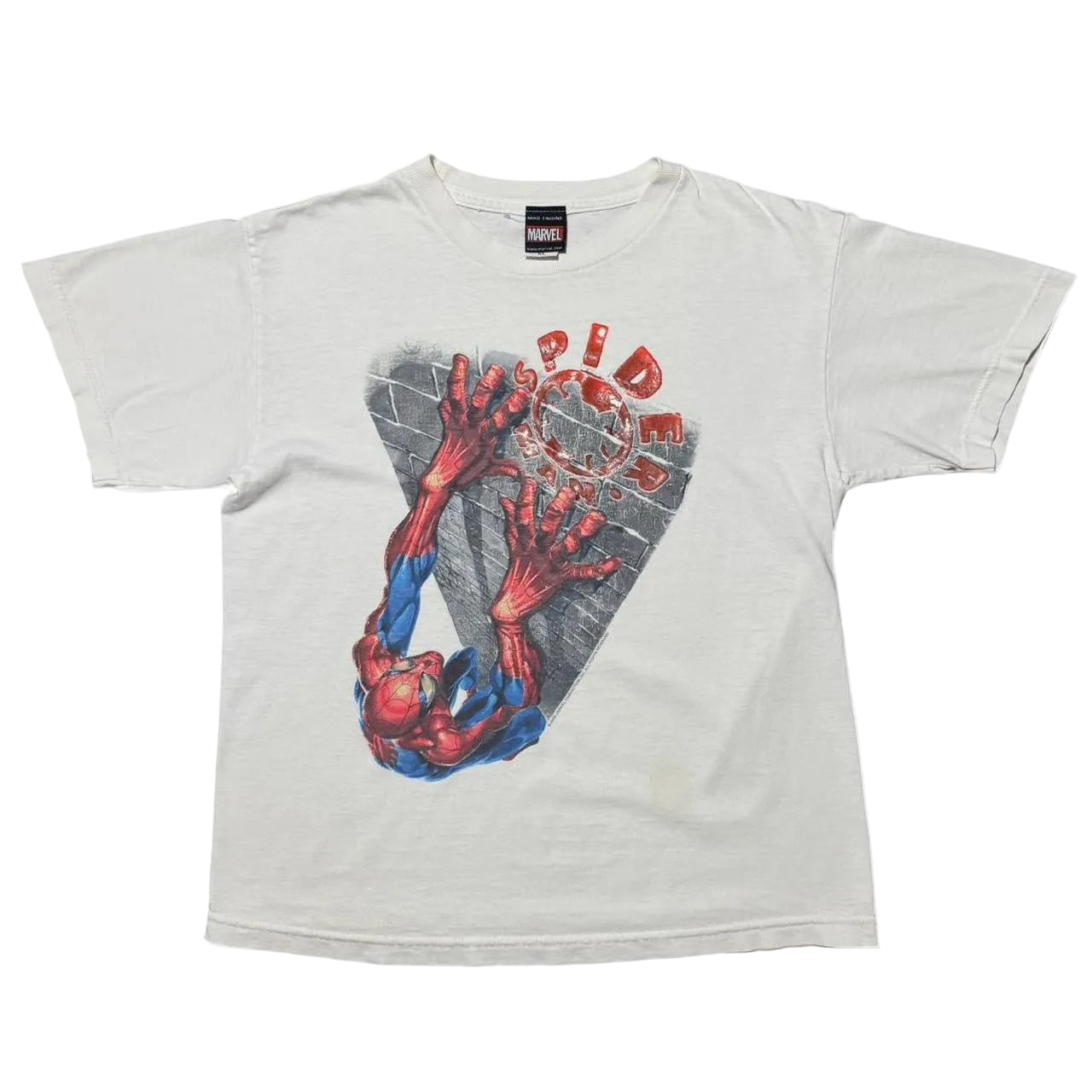 2002 Spiderman Marvel Comics Wall Scaling Sparkle Graphic T-shirt