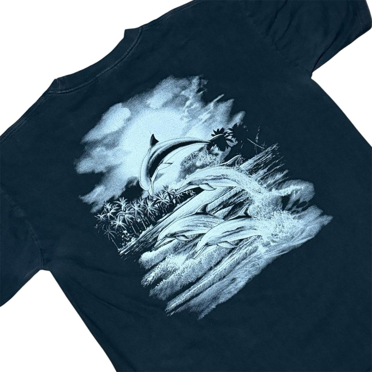 Y2K Dolphin Tropical Sunset Ocean Nature Double Sided Graphic T-Shirt