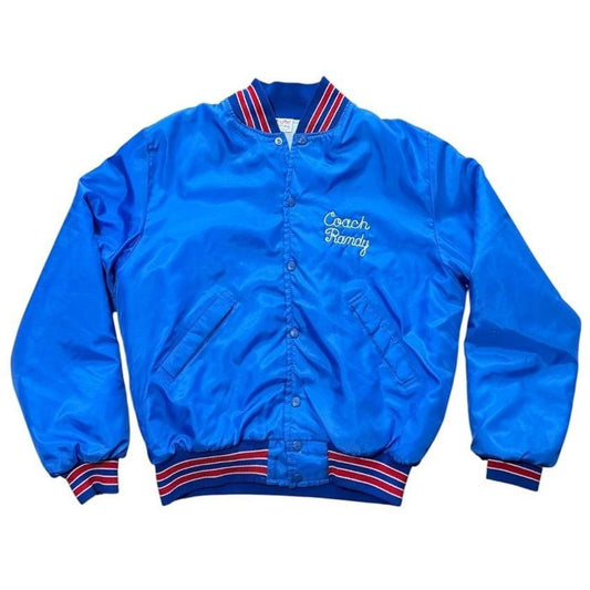 80s Birdie Conestoga Valley Soccer Coach Satin Bomber Button Up Jacket