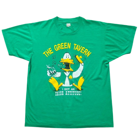 80s Puff Print The Green Tavern Irish Lucky Ducky 3D Tee