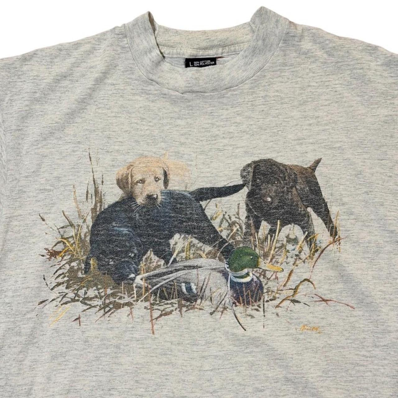 90s Hunting Labrador Dogs Puppy Duck Loon Animal Nature Graphic T-shirt