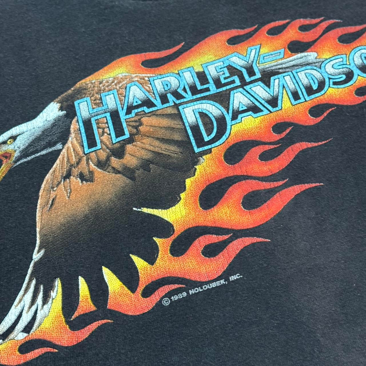 1989 Flaming Eagle Faded Harley Davidson Biker Tee