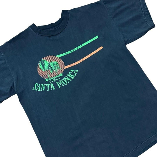 80s Santa Monica California Ocean Beach Surf Distressed Graphic T-shirt