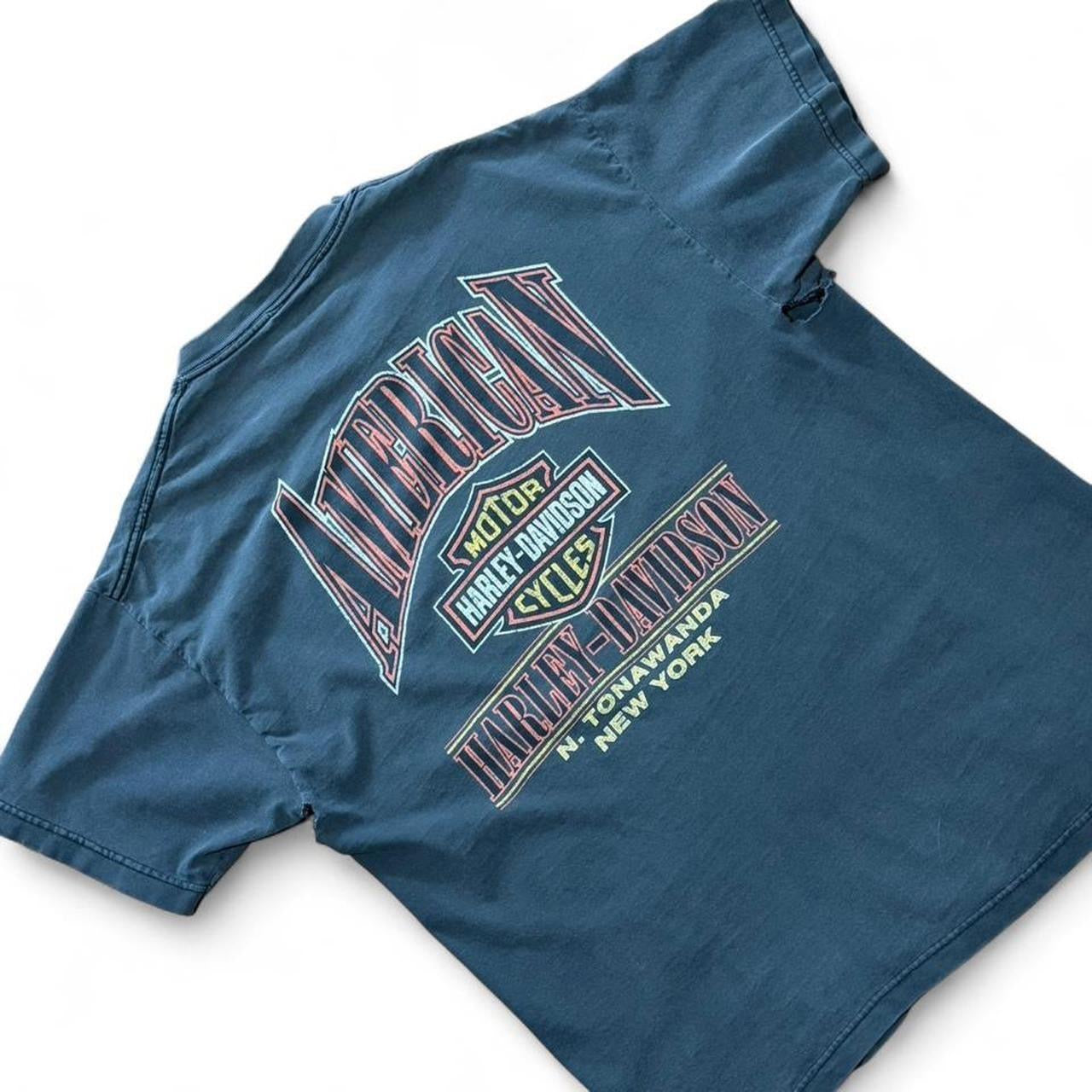 Vintage 90s Harley Davidson New York Biker Motorcycle Graphic Distressed T-shirt