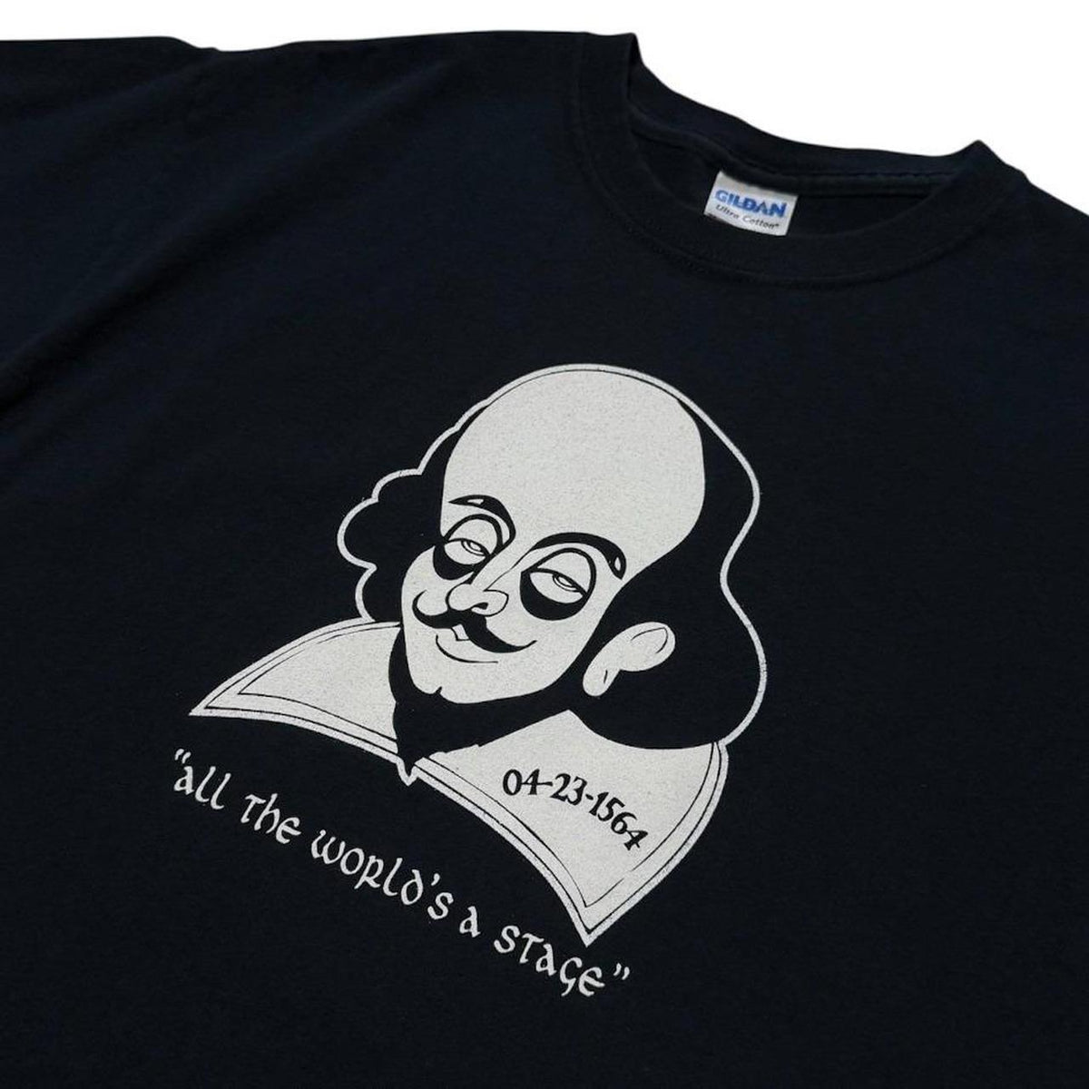 Y2K William Shakespeare All The Worlds A Stage Quote Caricature T-shirt