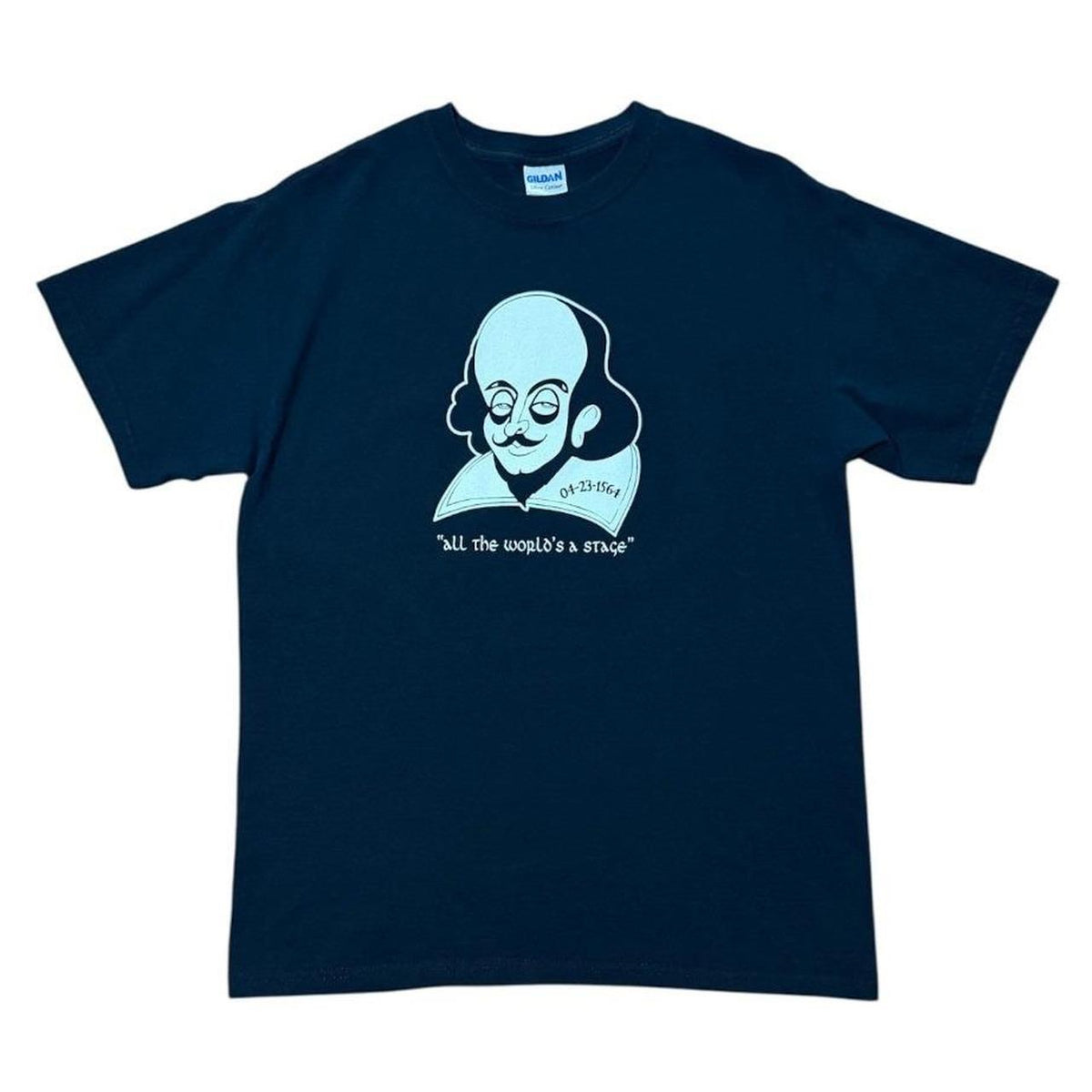 Y2K William Shakespeare All The Worlds A Stage Quote Caricature T-shirt