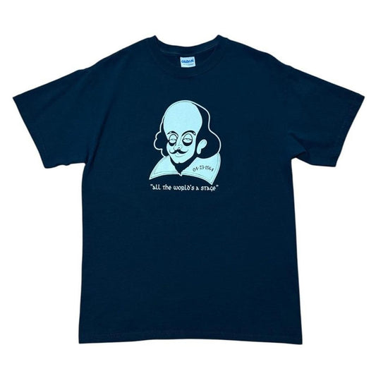 Y2K William Shakespeare All The Worlds A Stage Quote Caricature T-shirt