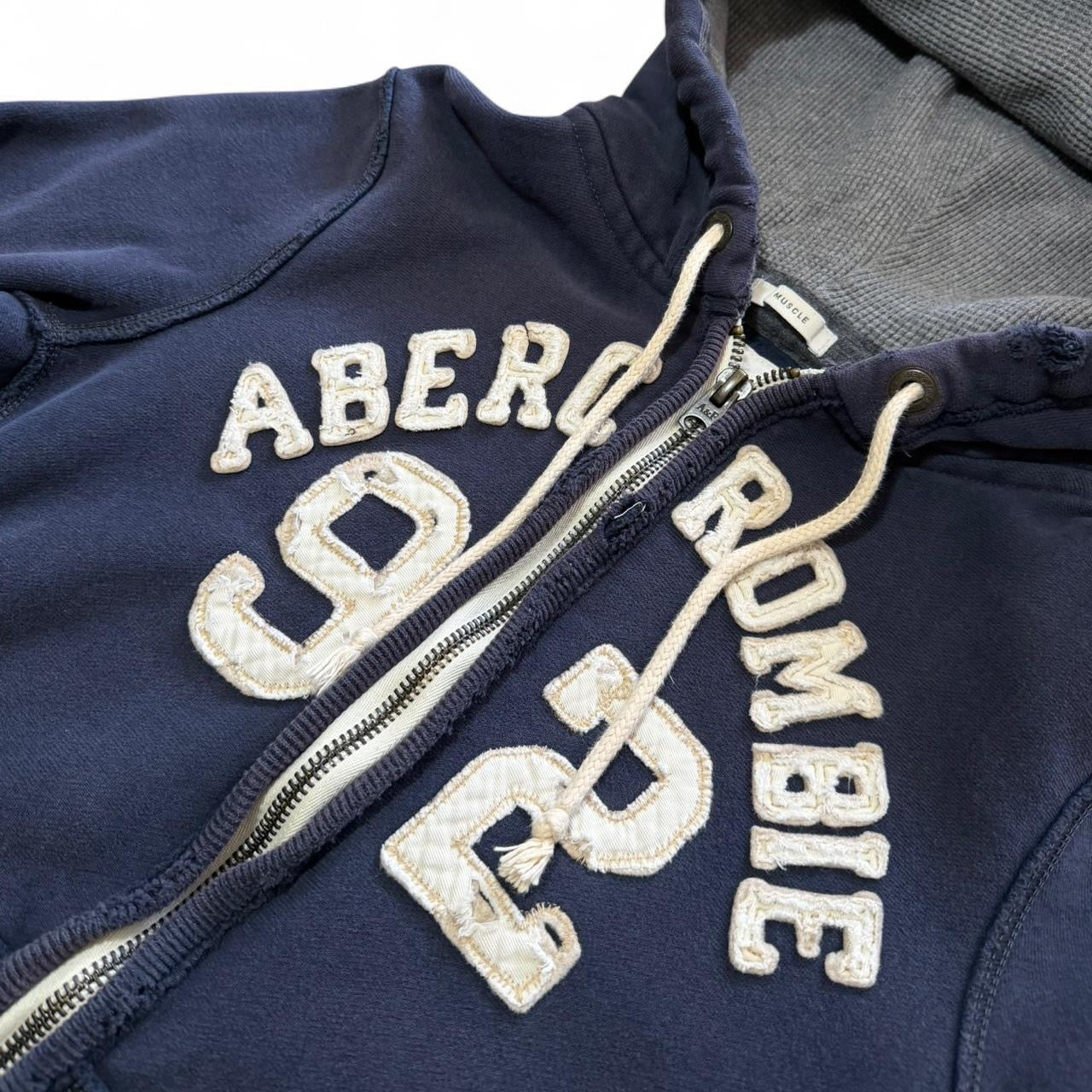 Vintage Y2K Abercrombie & Fitch Spellout Embroidered Zip Hoodie