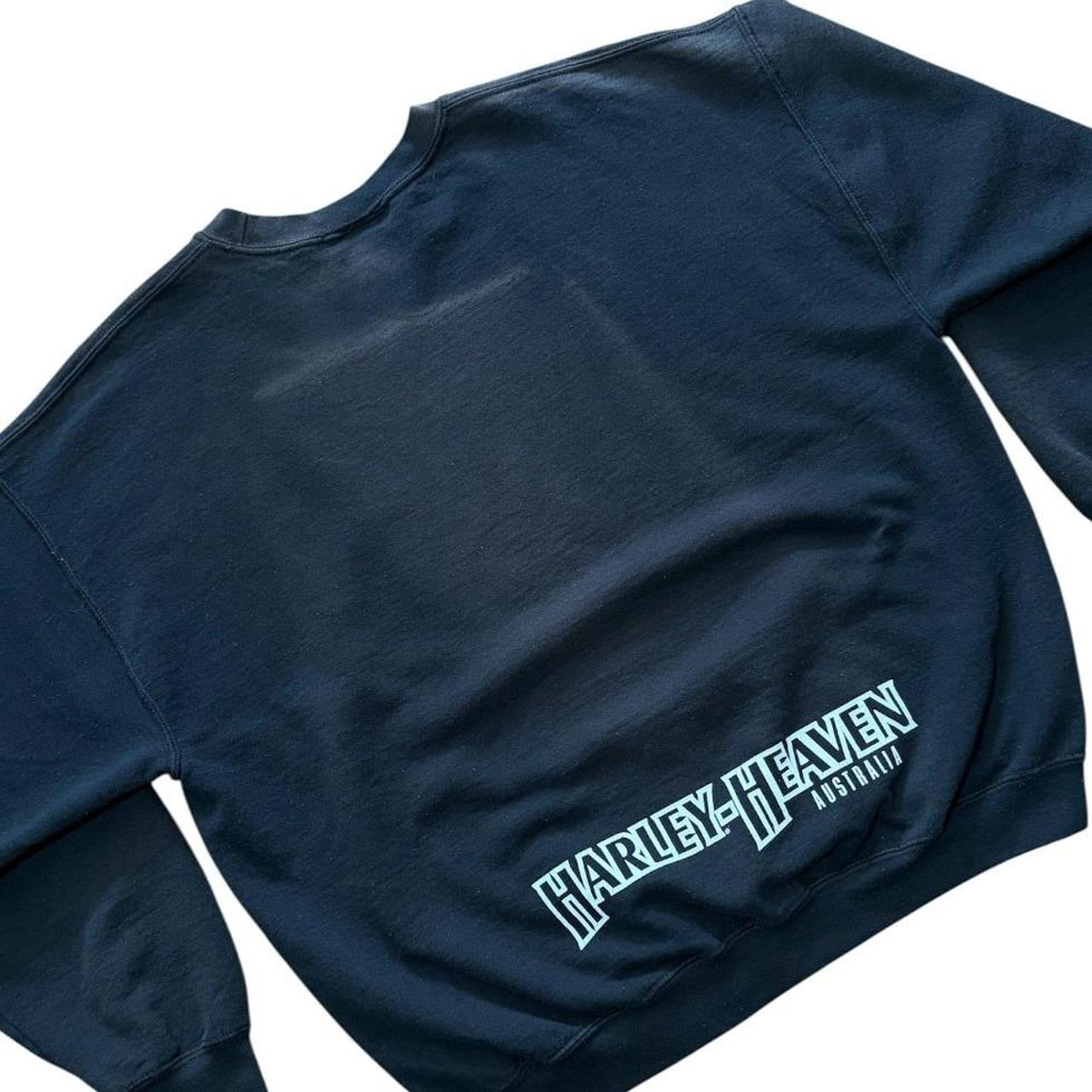 Harley Davidson Heaven Australia Faded Motorcycle Biker Logo Crewneck Sweater