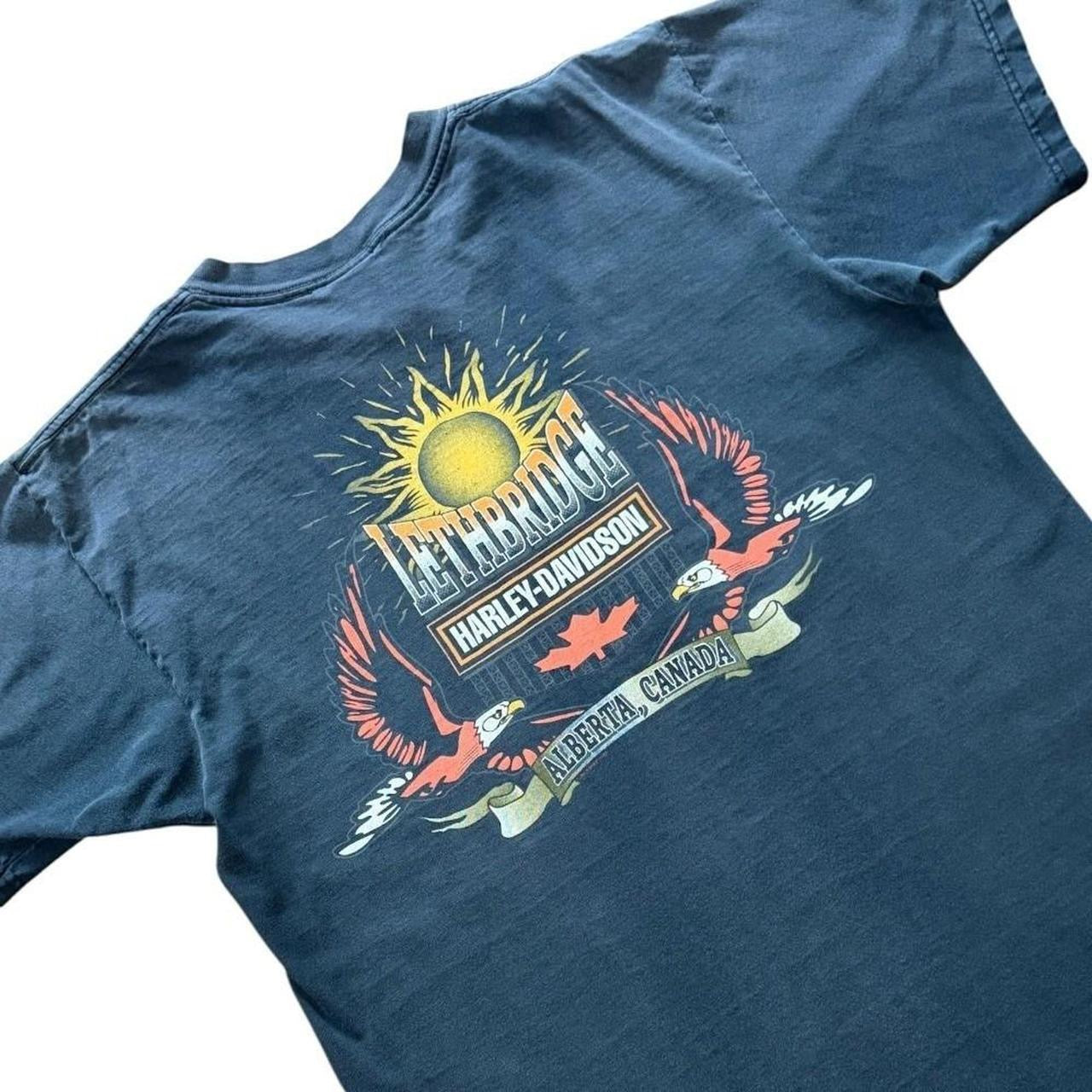 Vintage 90s Harley Davidson Alberta Canada Flame Eagle Biker Motorcycle T-shirt