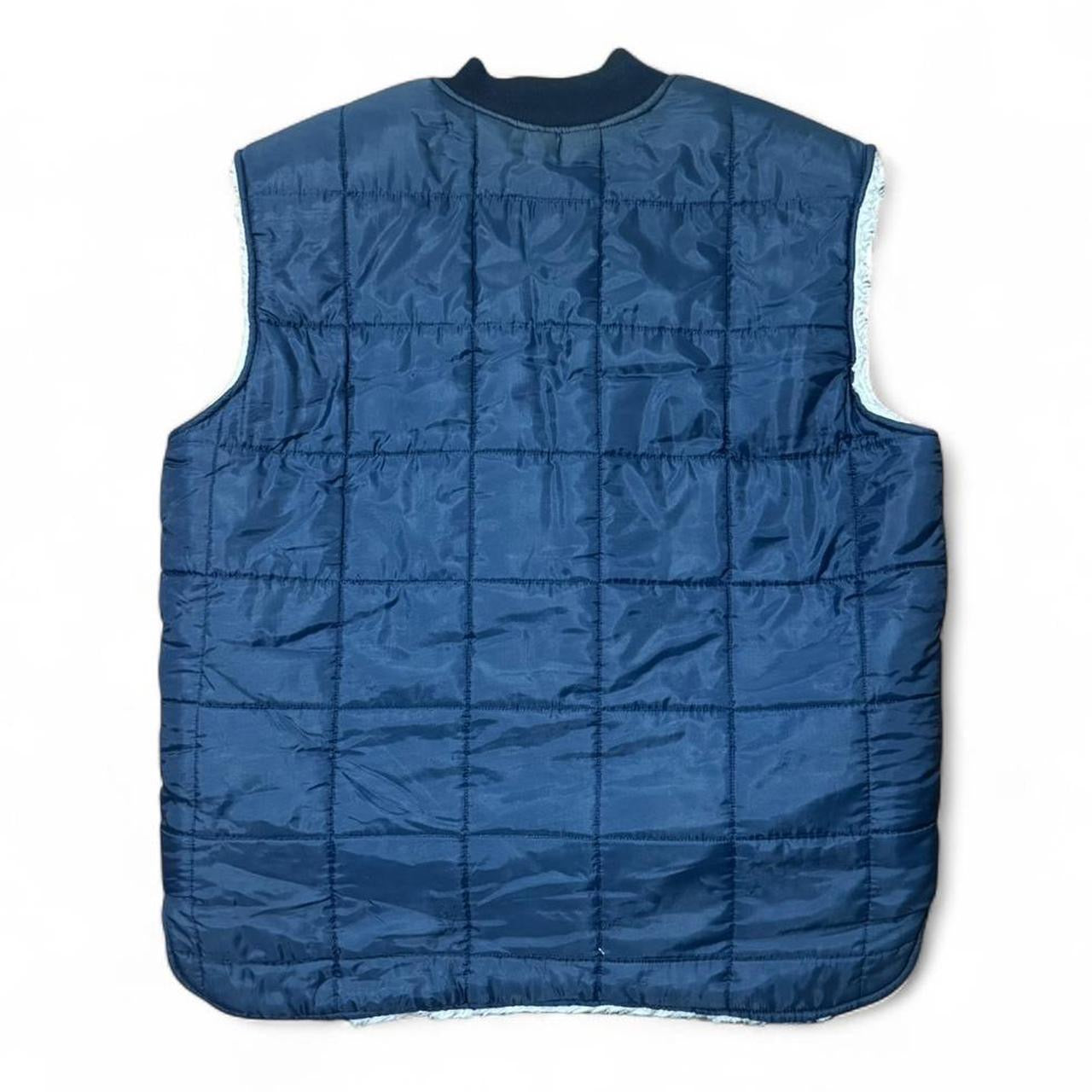 70s Navy Blue Sherpa Lined Sexton Quilted Vest