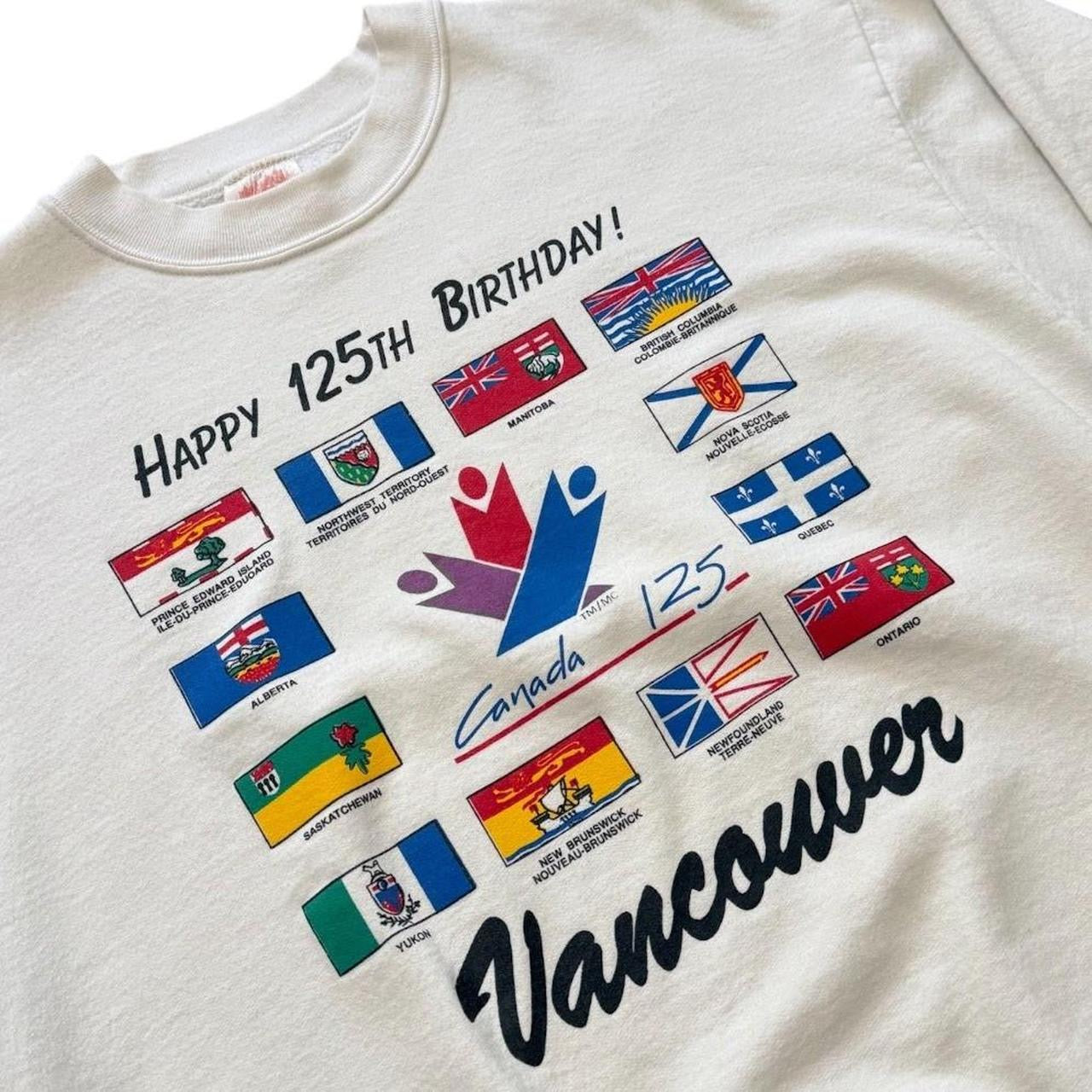 90s Canada 125 Birthday Vancouver Souvenir Art Graphic Crewneck Sweater