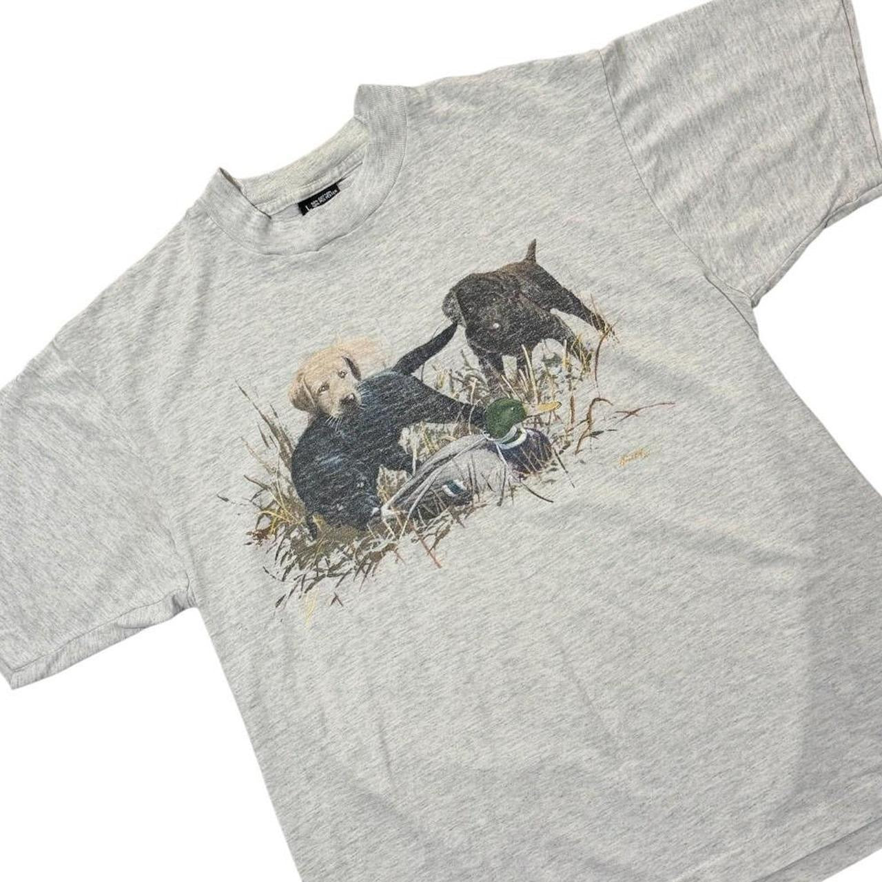 90s Hunting Labrador Dogs Puppy Duck Loon Animal Nature Graphic T-shirt