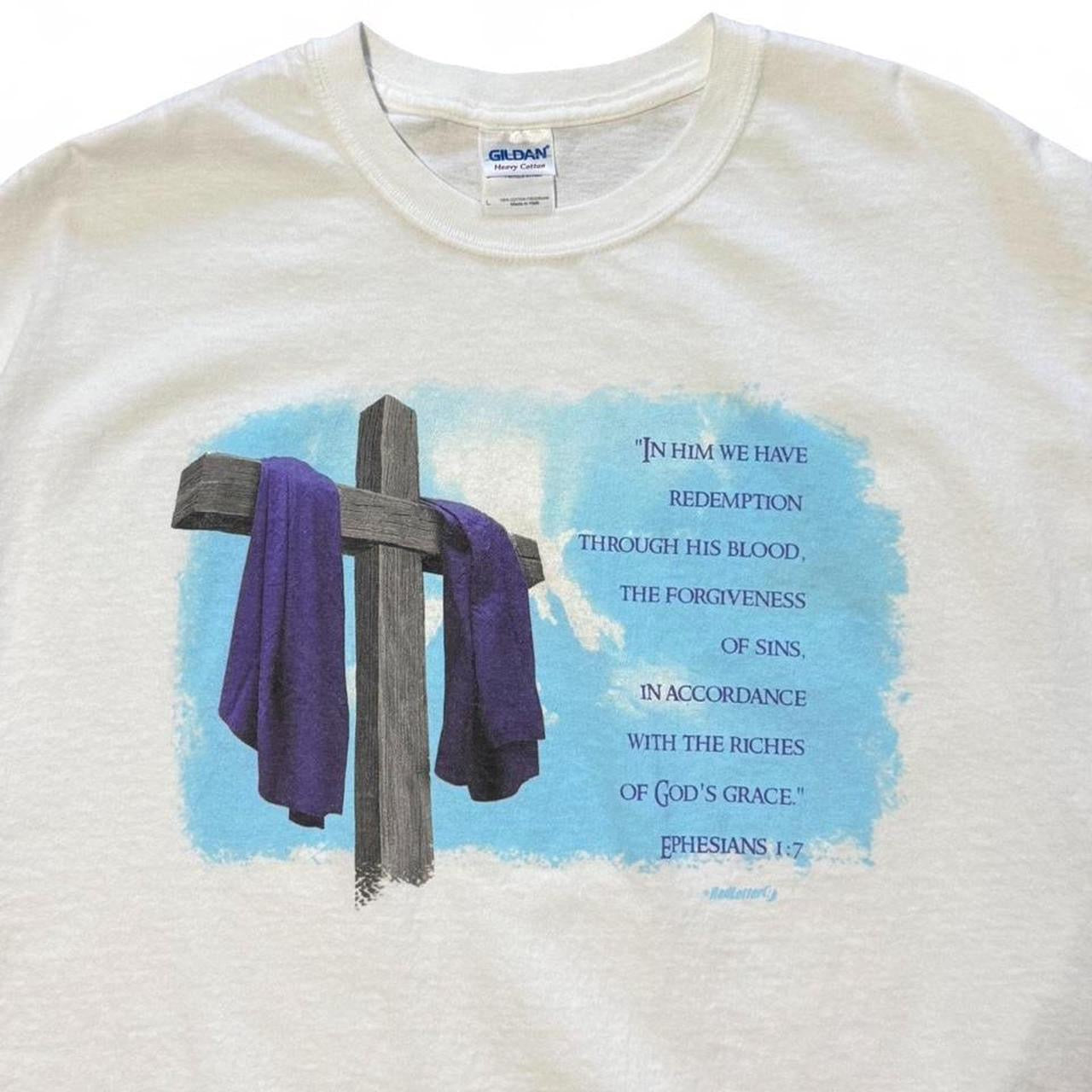 Vintage Y2K Christian Cross Religious Jesus Church Bible Prayer T-shirt