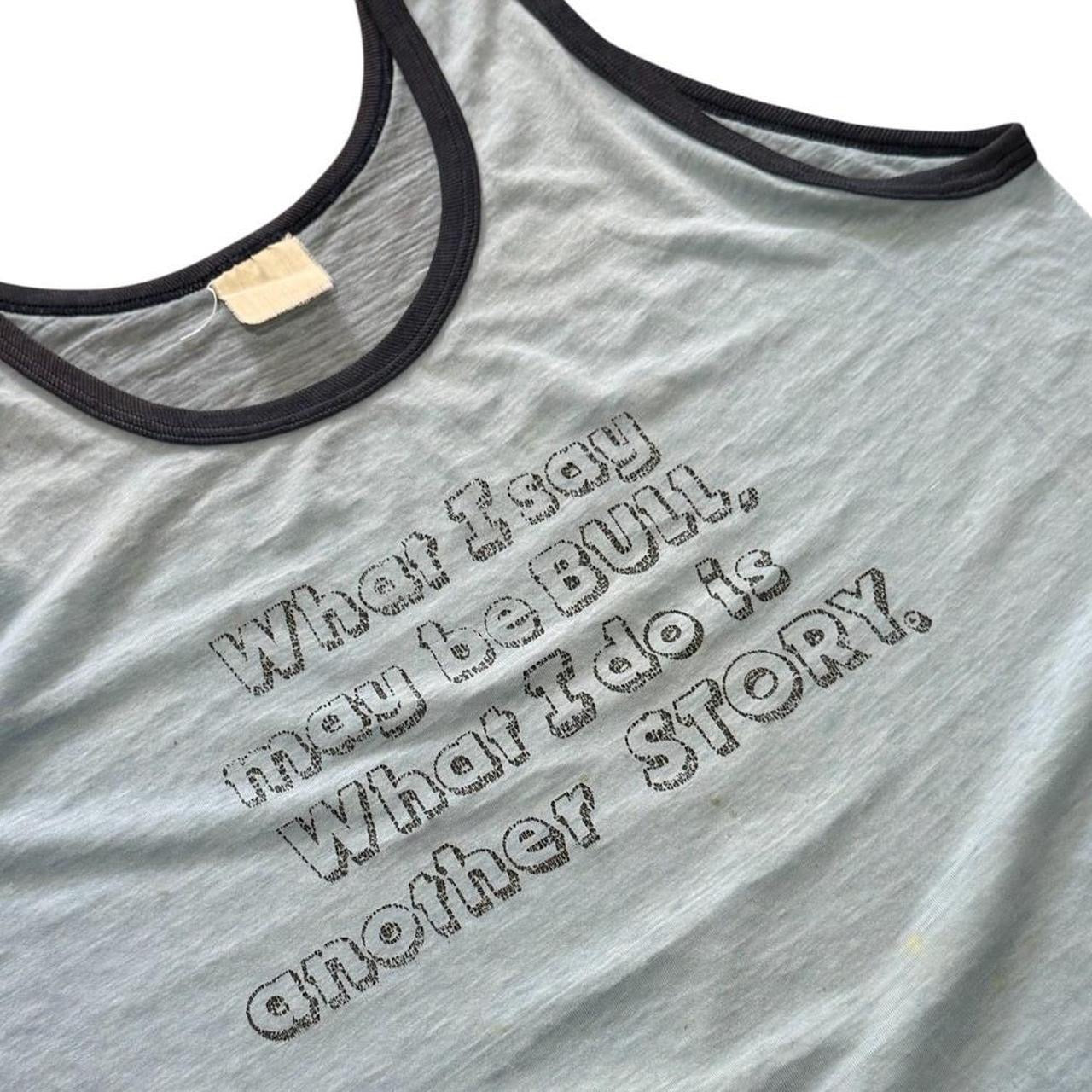 70s Baby Blue Funny Slogan Joke Novelty Quote Graphic Ringer Tank Top