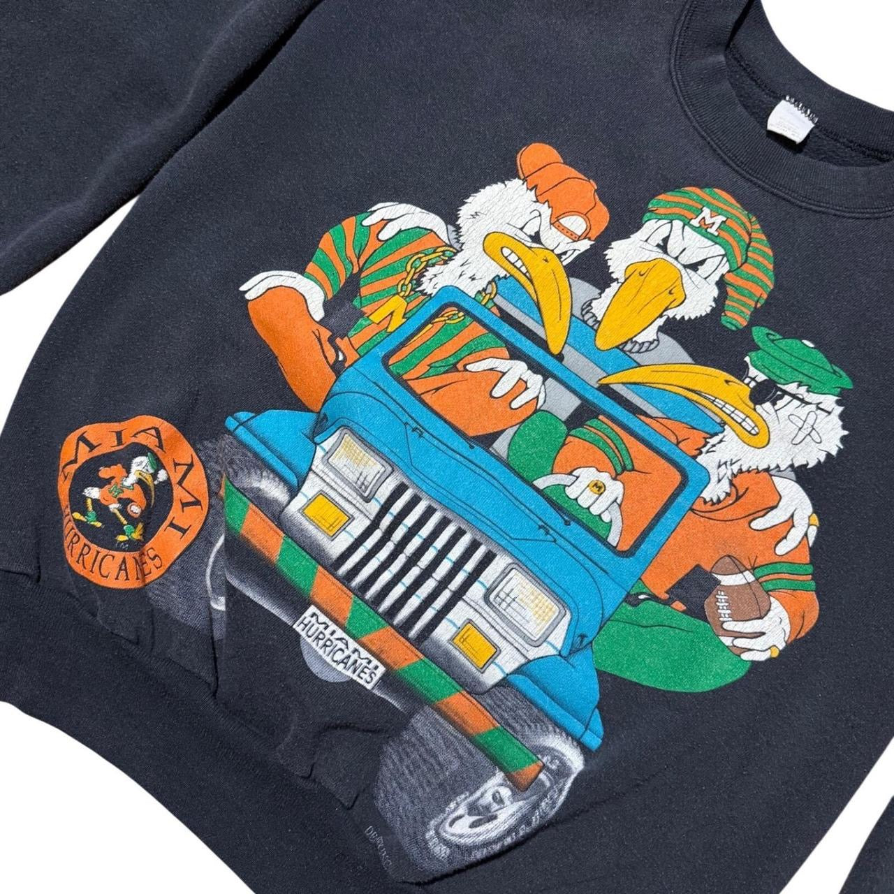 Vintage Miami Hurricanes Mascot NCAA Football Sports Pullover Graphic Crewneck