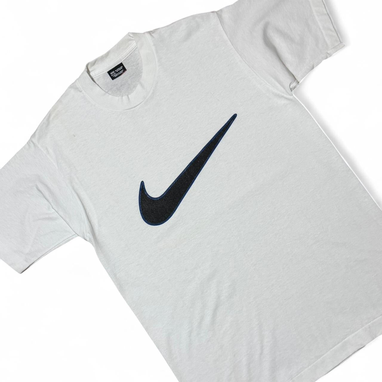 90s Nike Swoosh Check Black/Navy Graphic Logo T-shirt