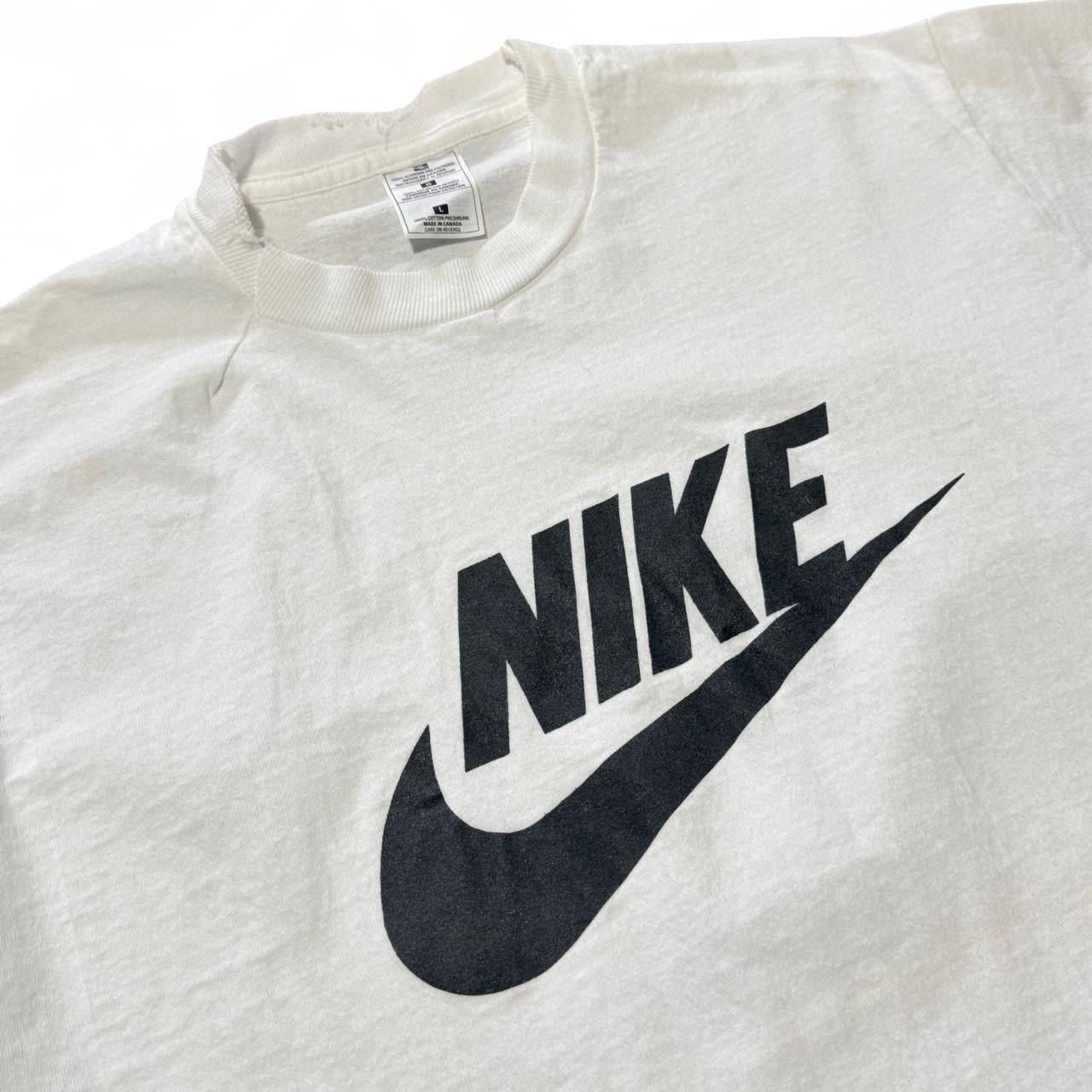 90s Nike Check Spellout Logo Missewn Error Graphic T-shirt