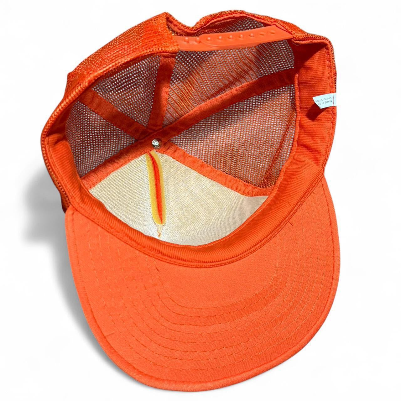 Deadstock 90s Chicago Embroidered Orange Trucker Mesh Snapback Hat