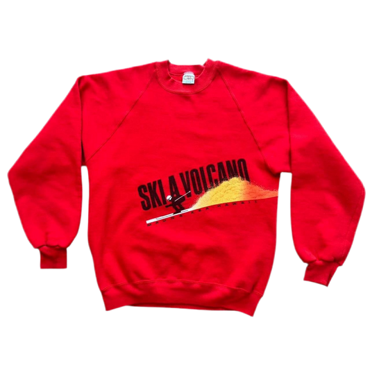 80s Ski a Volcano Red Crewneck Sweater