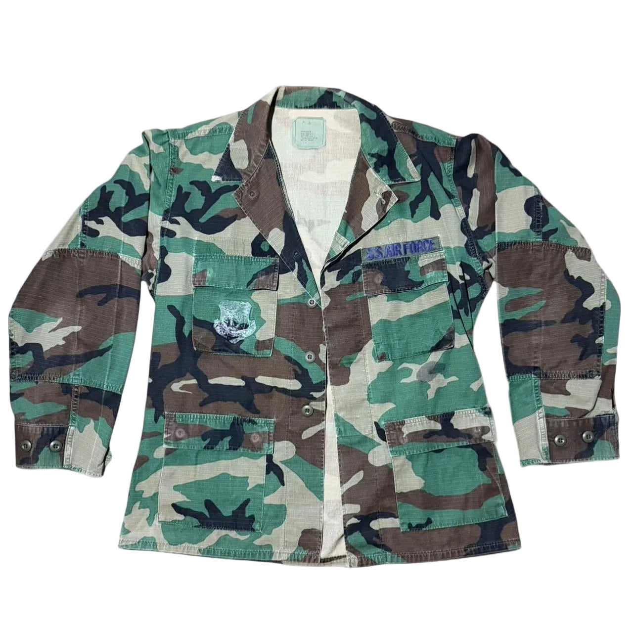 90s US Air Force Military Camouflage Button-Up Army Coat