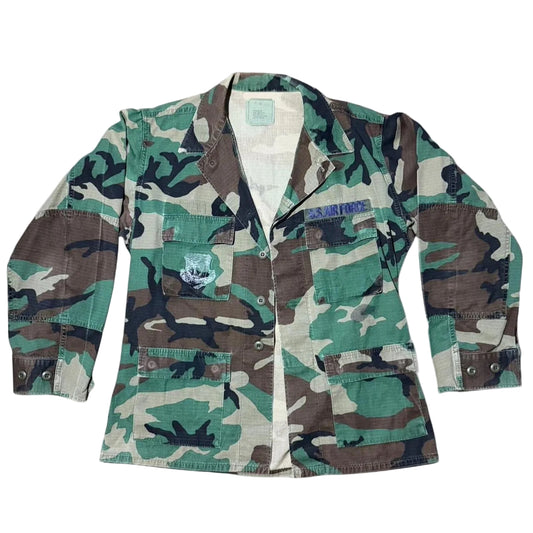 90s US Air Force Military Camouflage Button-Up Army Coat