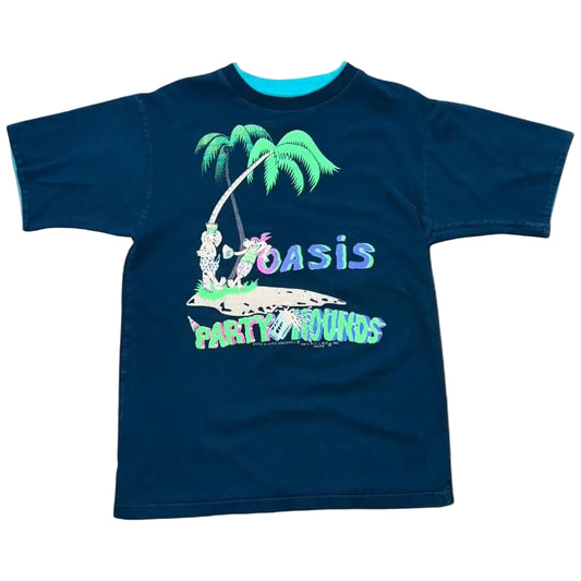Vintage 90s Oasis Party Hounds Cartoon Beach Palm Tree Animal T-shirt