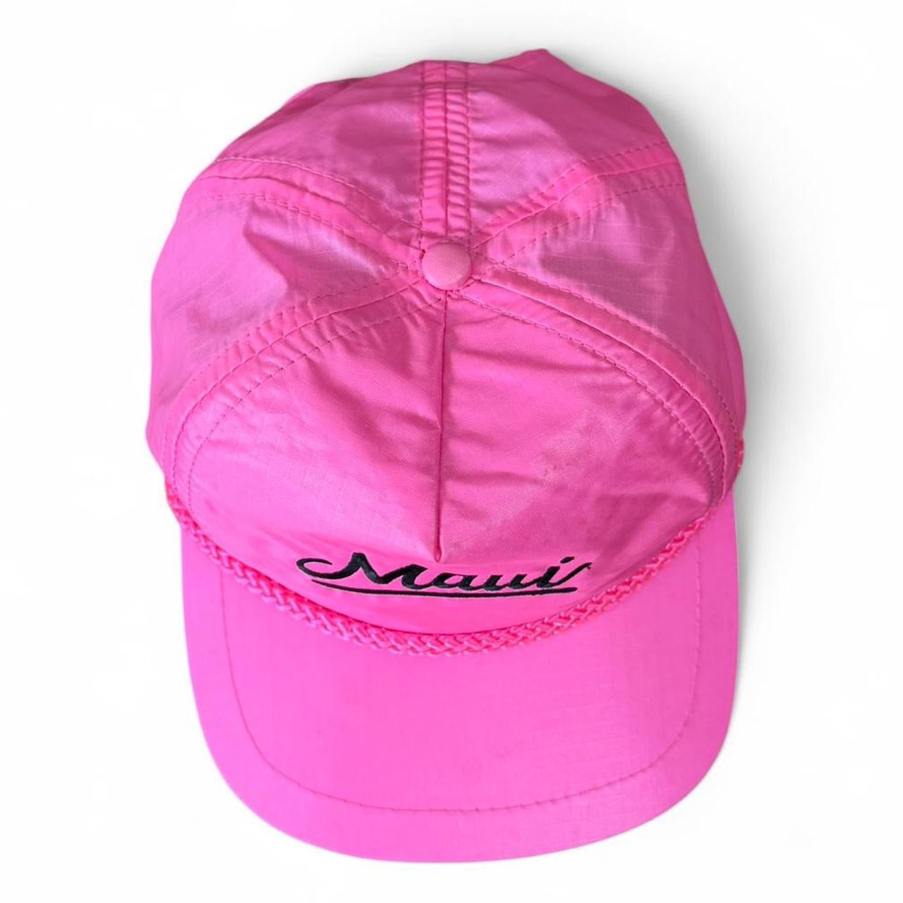 Vintage 90s Neon Hot Pink Maui Tourist Souvenir Beach Baseball Hat Cap