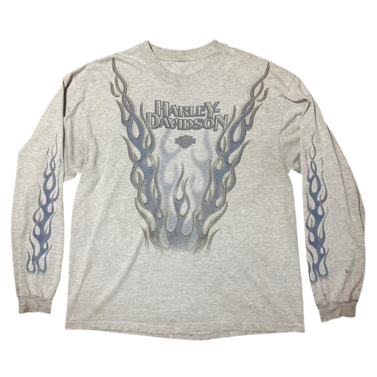 Y2K Double Sided Blue Flame Harley Long Sleeve