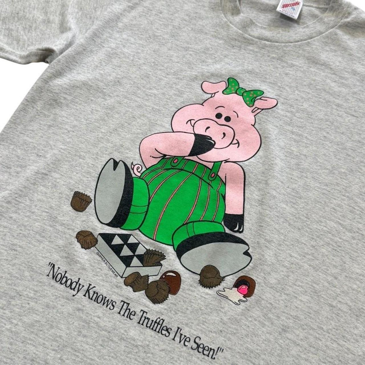 80s Piggy Truffles Cute Pig Chocolate Cottage Animal Art Graphic T-shirt