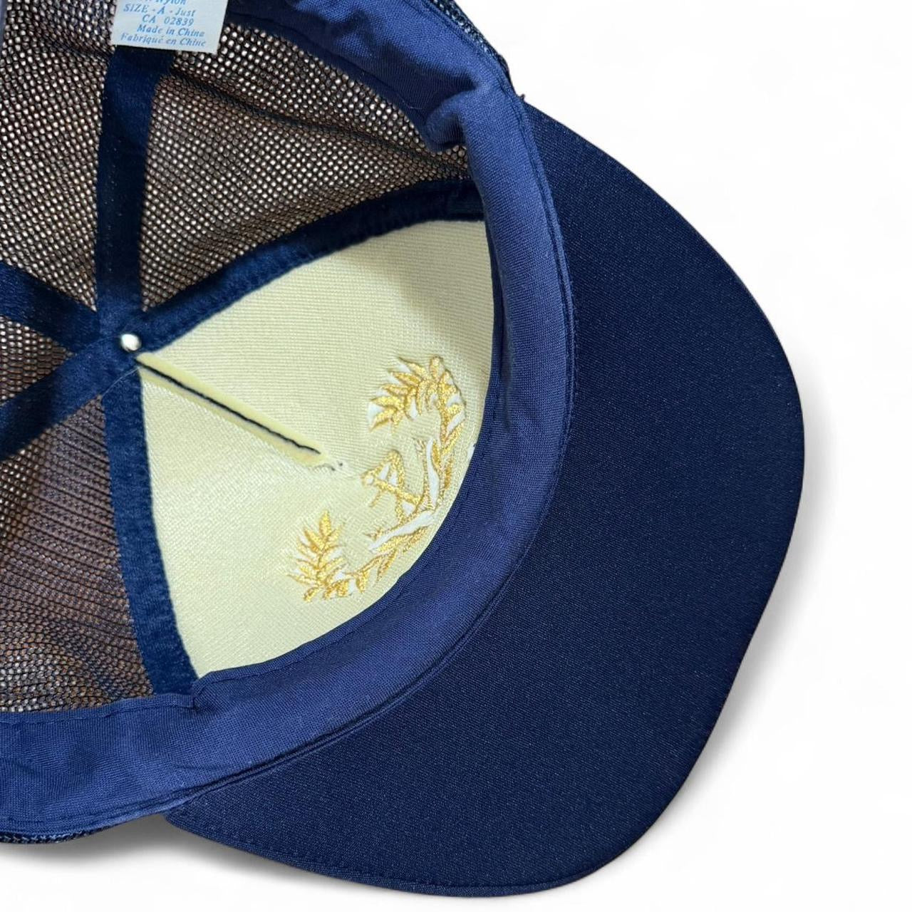 Vintage 90s Admiral Navy Gold Leaf Embroidery Trucker Mesh Snapback Hat
