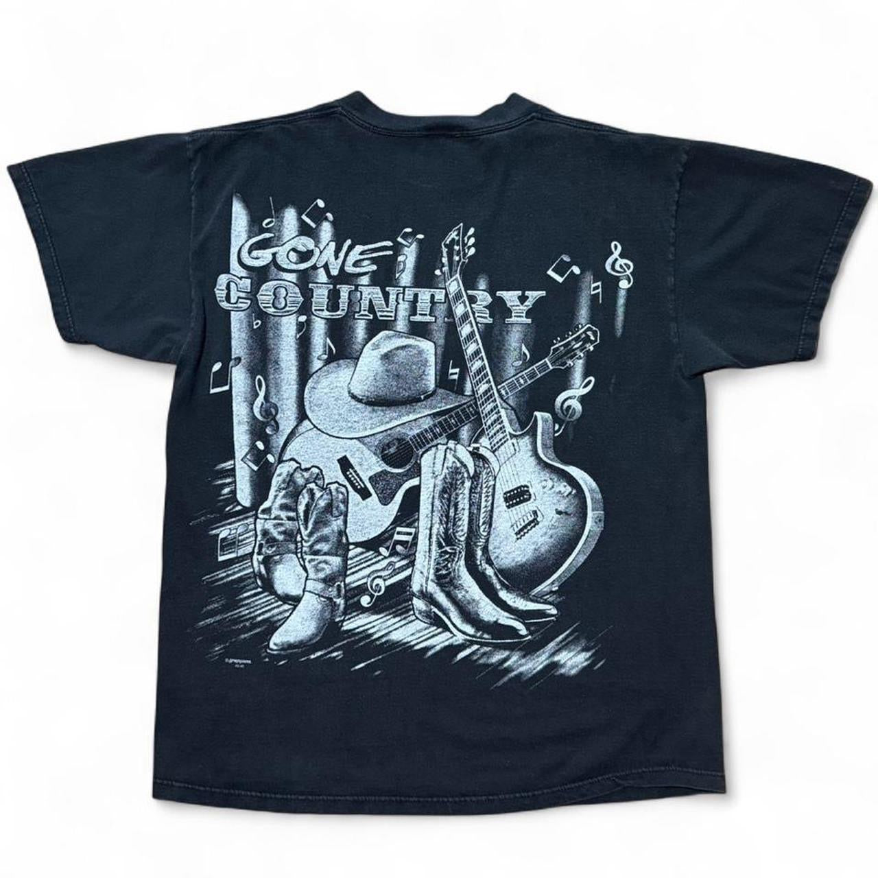 Vintage 90s Gone Country Music Instruments Cowboy Hat Boots Graphic T-shirt