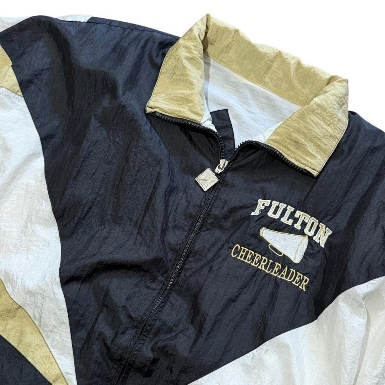 90s Fulton Cheerleader Black Gold School Sports Windbreaker Jacket