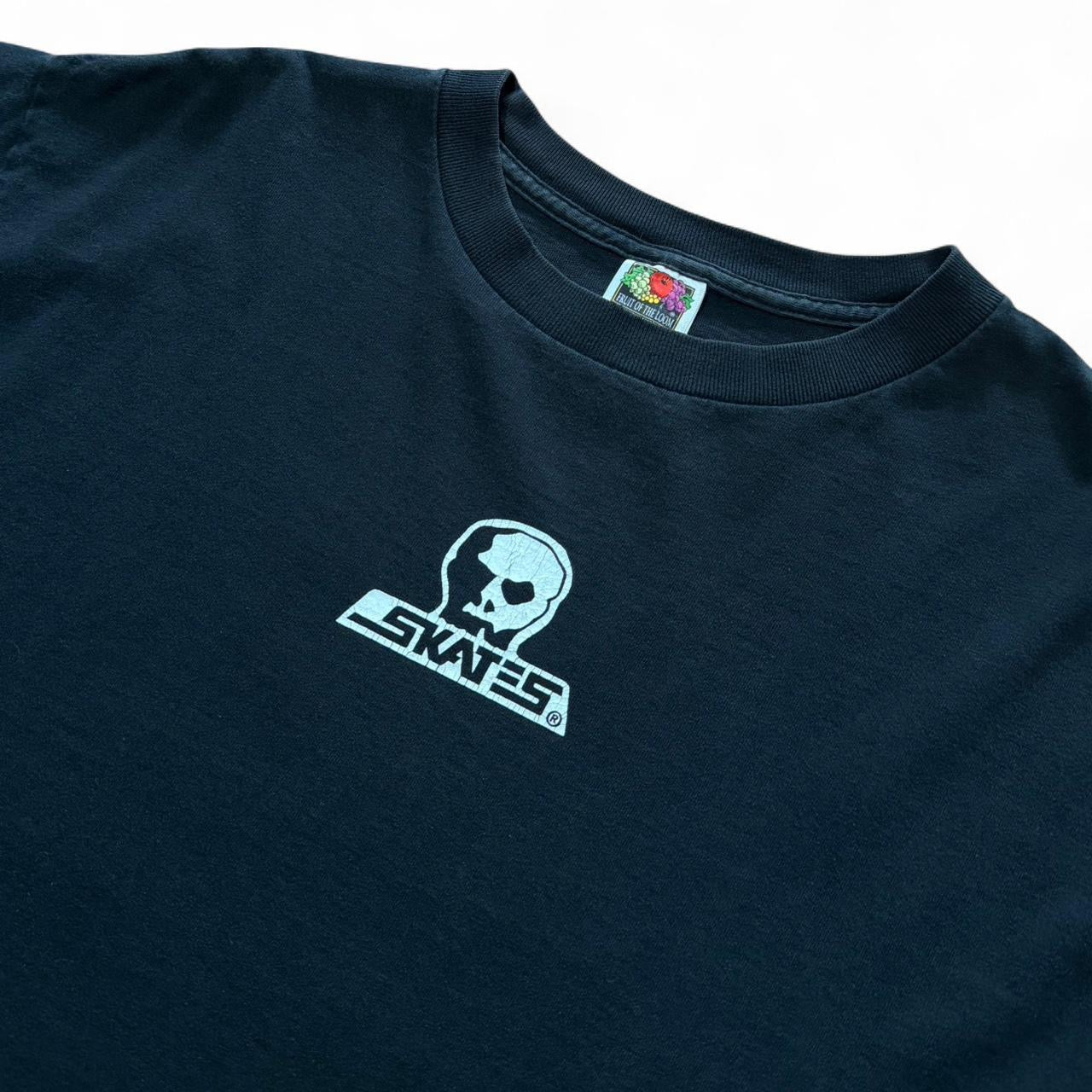 Vintage 90s Skull Skates Skateboard Company Graphic Logo Merch T-shirt