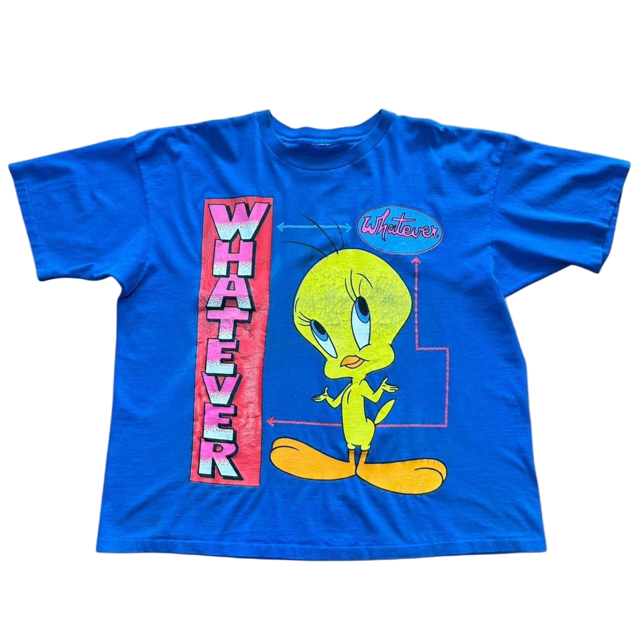 Looney Tunes Tweety Bird Cartoon “Whatever” Graphic Retro Blue Tee