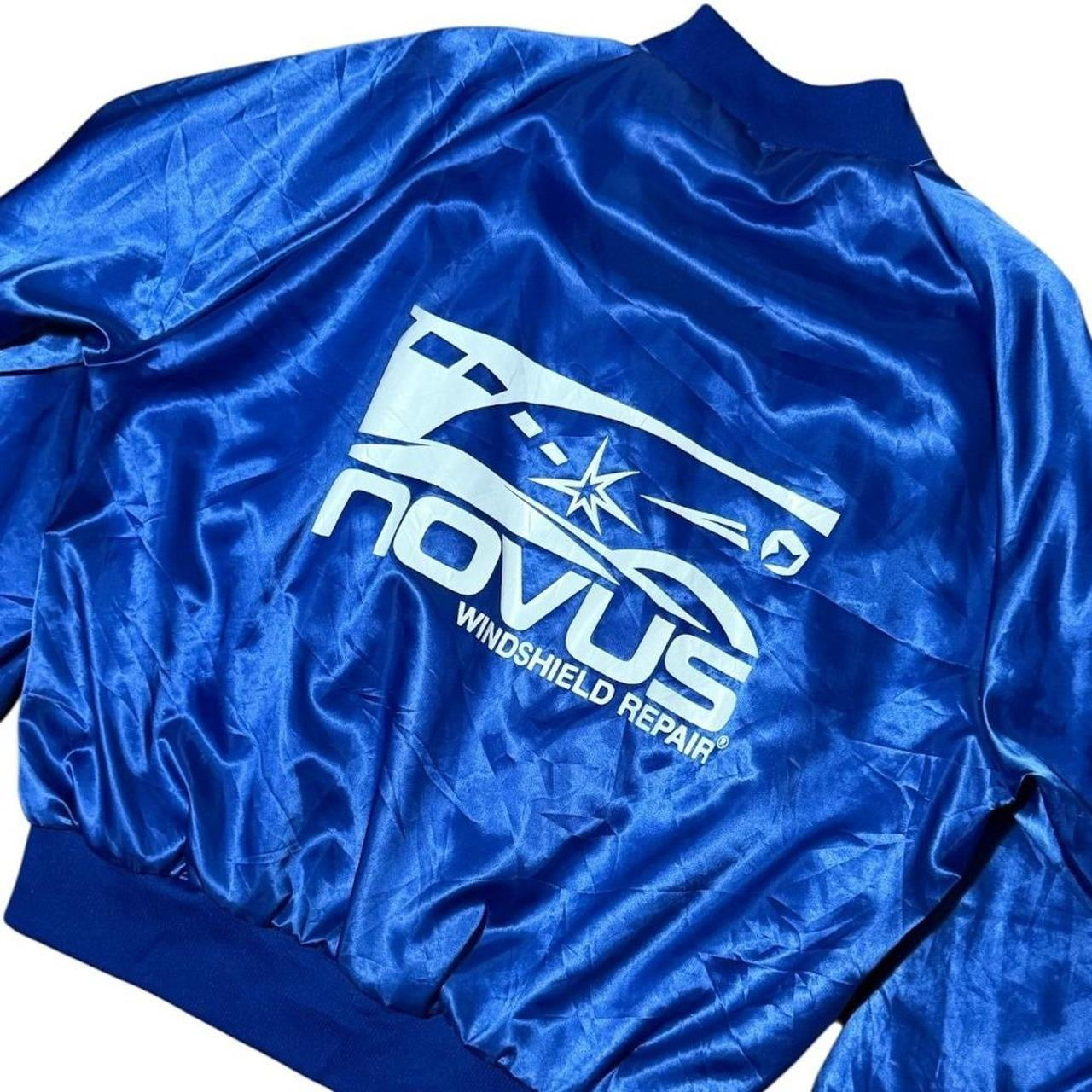80s Hilton Novus Windshield Repair Auto Car Mechanic Satin Bomber Jacket