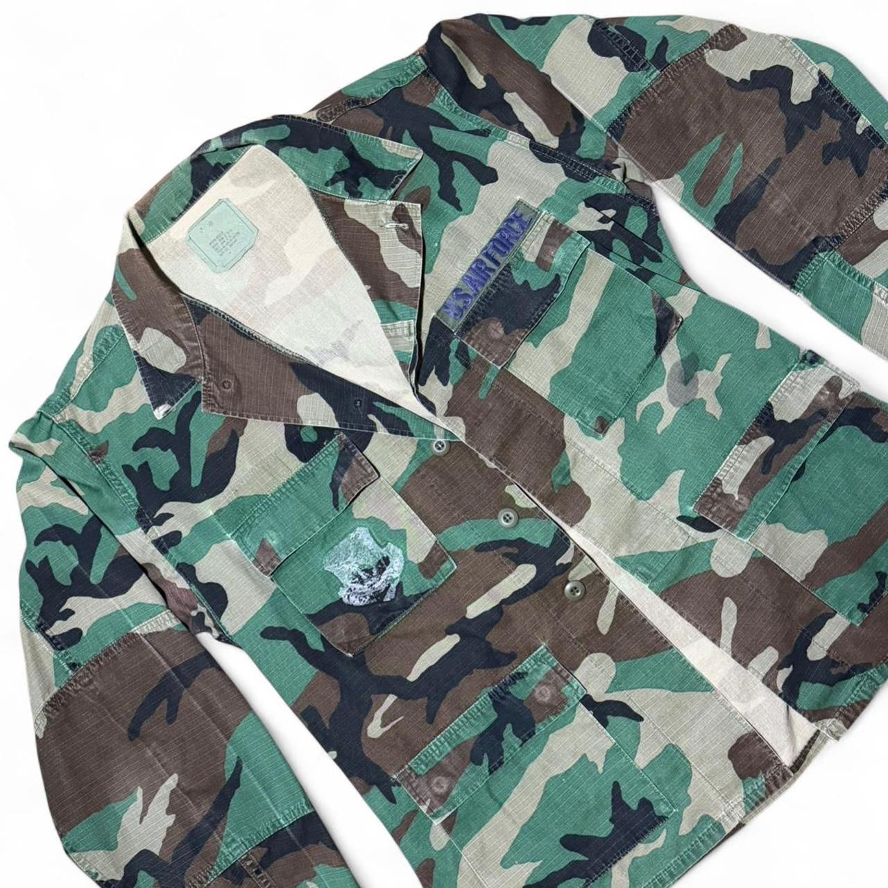 90s US Air Force Military Camouflage Button-Up Army Coat