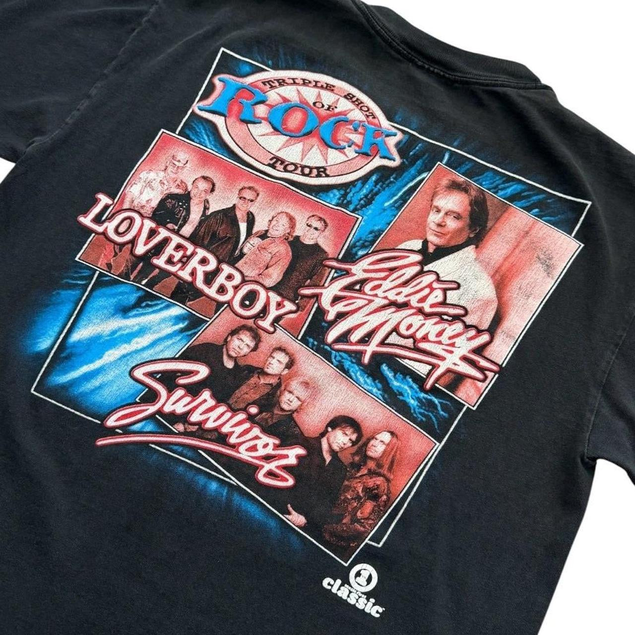 Triple Shot of Rock Loverboy Survivor Band Concert Tour Graphic T-shirt