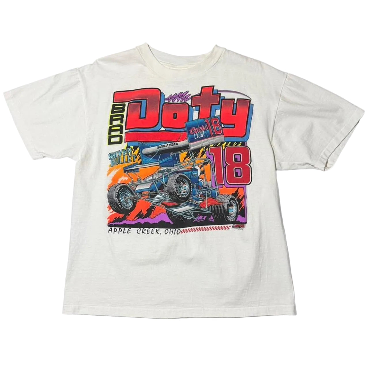 Vintage 90s Brad Doty Nascar Sprint Racer Ohio Auto Car Graphic T-shirt