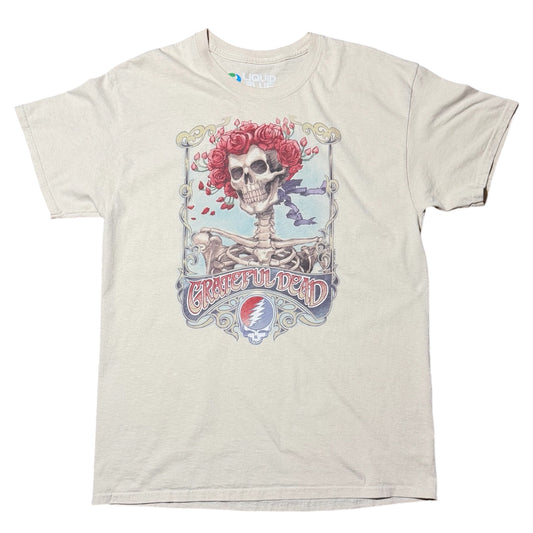 Y2K Liquid Blue Grateful Dead Bertha Skull Roses Graphic Band T-Shirt
