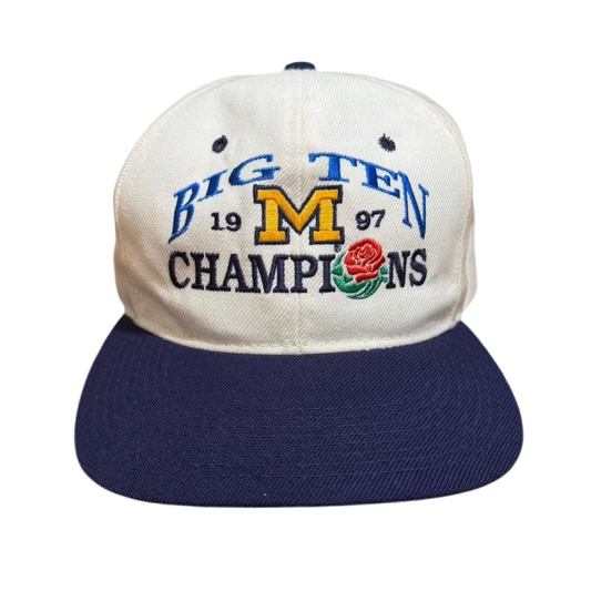 1997 Michigan Wolverines Big 10 Champions Rose Bowl Vintage Snapback Headmaster Hat
