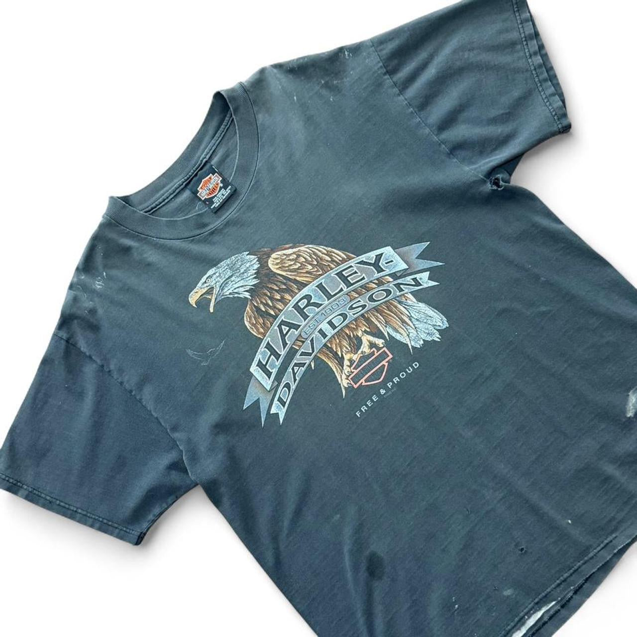 90s Harley Davidson Eagle Biker Motorcycle Faded Distressed T-shirt