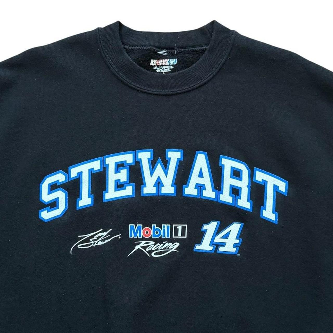 Y2K Tony Stewart Mobil 1 Racing Nascar Graphic Auto Crewneck Pullover Sweater